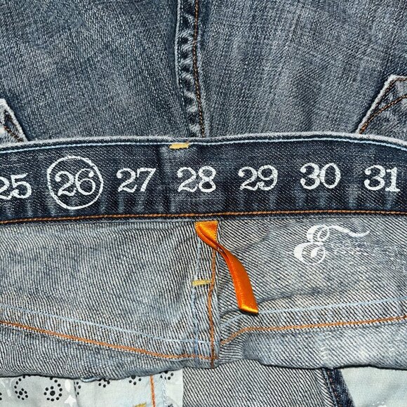 EARNEST SEWN Brinklsy Asymmetrical Crossover Blue Denim Mini Skirt - EUC - 26 - Picture 6 of 8